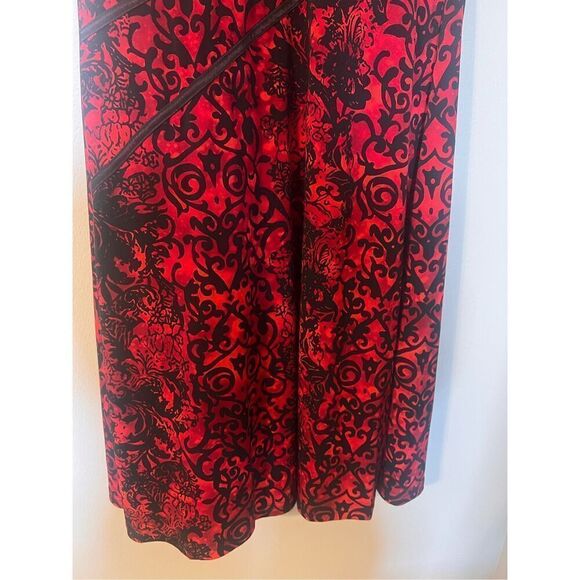 Connected Apparel Size 12 Victorian Baroque Print Shift Dress Red Black Gothic - Picture 5 of 10
